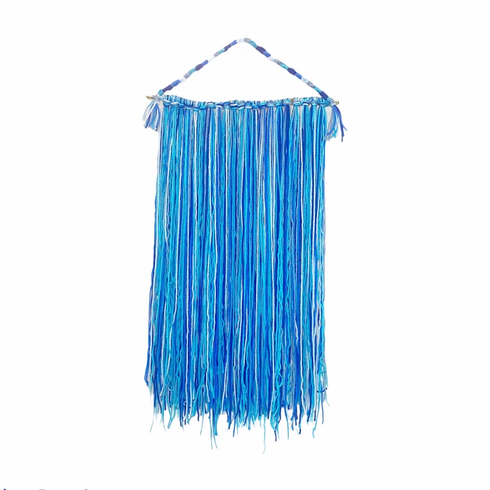 Hand Tied Yarn on Branch Wall Decoration